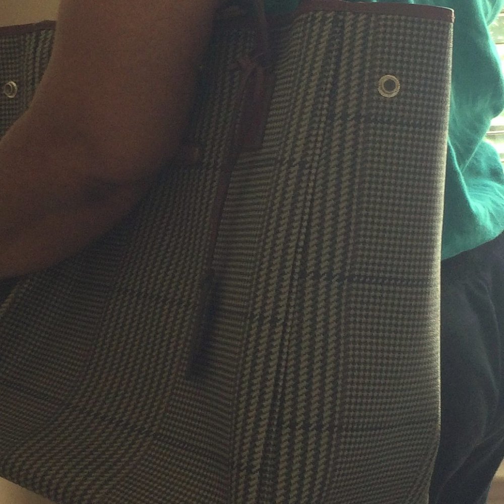 Leather Beverly Hills Polo Plaid Tote